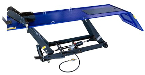 DeTec. Motorradhebebühne max. 450 kg | Motorradheber Pneumatisch + Hydraulisch | Werkstatthebebühne max. 790mm Hubhöhe