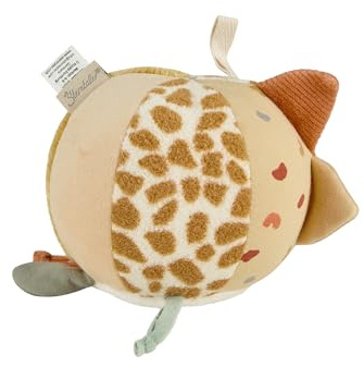 Sterntaler Palla di stoffa giraffa e leone – Combinazioni di tessuti morbidi – Riempita con ovatta di poliestere – Anello C da appendere – Carta scoppiettante, squittio e sonaglio – Giocattoli per