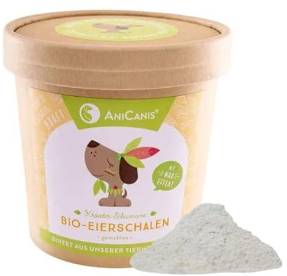 ANIMALUJOS - Suplemento Natural Polvo de Cáscara de Huevo Orgánica para Gatos y Perros | Fuente de Calcio Biodisponible | Ideal para Dietas Barf y con Sensibilidad Digestiva | 200g - ANICANIS