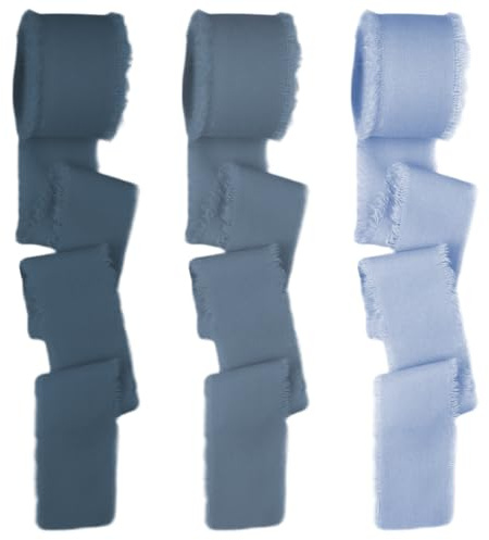 ZILZUFA Cinta de Regalo de Gasa Serie Azul Cinta de Gasa Cinta de Lazo Cinta de Tela de Boda 15 m x 30 mm