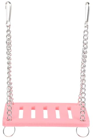 DIKACA Balançoire Hamster Simple et Colorée Maison DIY pour Petits Animaux Accessoire Sûr en Matériau Naturel et Métal Amusant et Rose pour Hamster et Perroquet