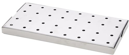 Griglia di preparazione in acciaio inox perforato dimensioni 30 x 15 cm, tappetino da bar in metallo scolapiatti barmat inox rettangolare vassoio di recupero bancone bar e ristorante