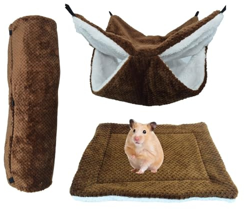 Rukjmqi Hamac à Hamster | Nid Doudou en Peluche Chauffiné - Hamac pour Petits Animaux,pour Chinchilla Volant Hamster - Dodo Cachette Jeu Escalade Hiver