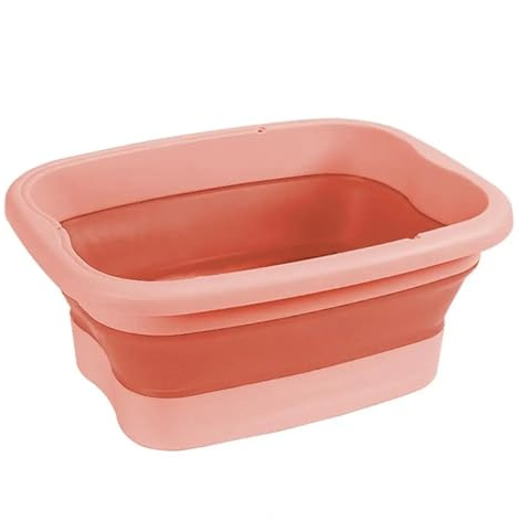 Vasca pieghevole per pediluvio, Secchio Piede Pieghevole Multicolor 2 Pz(Pink)