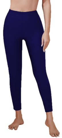 Lovache - Pantaloni lunghi da donna per nuoto, surf, snorkeling, leggings attillati e protettivi dal sole, colore: blu navy