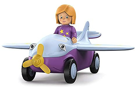 Toddys by siku 0109, Conny Cloudy, 3-teiliges Flugzeug, Zusammensteckbar, Inkl. beweglicher Spielfigur, Hochwertiger Schwungradmotor, Lila/Hellblau, Ab 12 Monaten