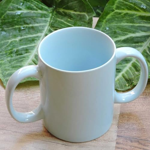 Mugg med dubbla handtag | keramikmugg med två handtag för säkert grepp | 11,83 Fl. Oz. (350 ml) – mintgrön färg