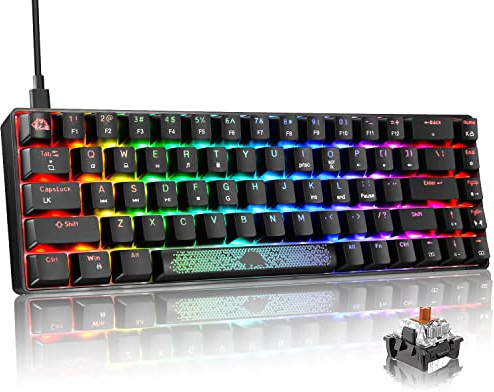 Tastiera da gioco meccanica al 60% mini portatile con retroilluminazione RGB compatta a 68 tasti anti-ghosting Rainbow Backlight Cavo ergonomico USB C impermeabile compatibile con PS4, Xbox, PC