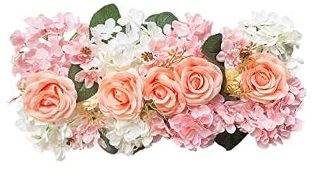 INIFLM Flowers Wall Panel,Wedding Arch Artificial Silk Rose Peonies Wedding Flower Row DIY Mat Screen Trellis Privacy Hedge for Party Backdrop Venue Photo Photography Decor, Yellow