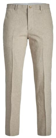 JACK & JONES JPRRIVIERA Linen Trouser Slim FIT SN, Pantalones de Traje de los Hombres, Beige/Fit:Slim FIT, 54