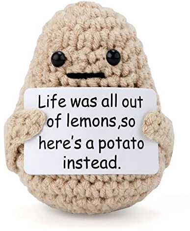 3 inch Life Interesting Knitted Positive Potato Mini Funny Positive Potato, Creative Cute Wool Funny Knitted Positive Potato for Birthday Gifts Party Decoration