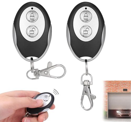 JIZZU 2 Stück Garagentoröffner 433 MHz Universal Fernbedienung Garagentor Handsender Klonen Fernbedienung mit 2 Taste für Schalter Licht, Garagentor