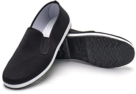 ktprniy Tai Chi Schuhe, Traditionelle Chinesische Kung Fu Schuhe aus Segeltuch, alte Peking-Schuhe für Kampfkunst, Schwarze Gummisohle, Unisex, Größe EU 35