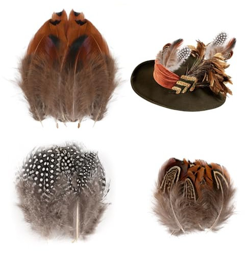 300 Stück 3 Stil Federn Braun, Natürliche Federn zum Basteln, Federn Basteln Fasanenfedern, Bastelfedern Deko, Indianer Feder Für DIY DEK Ostern Maske Traumfänger Basteln(5-9cm)