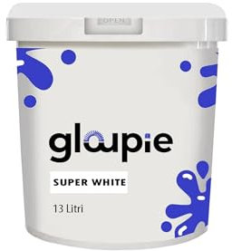 GLOUPIE SUPER WHITE Pittura Lavabile Acrilica Super Coprente Per Pareti Interne Ed Esterne, 13 Litri, Bianco, Made In Italy