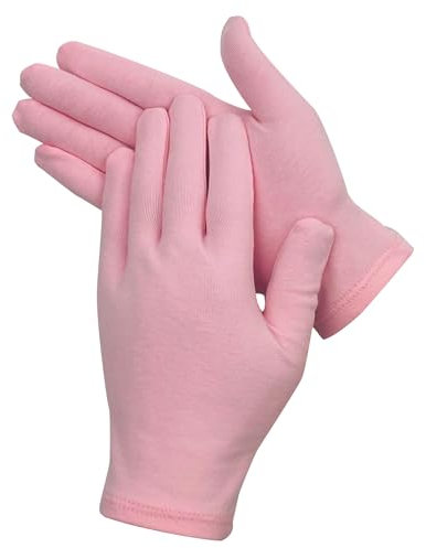 Donfri 2 Paia Guanti Cotone per Eczema - Guanti da Lavoro Fini - Guanti Idratanti Dermatologici- Guanti di Cotone per Dermatiti,Mani Secche, Crema e Maschera Mani (Rosa)