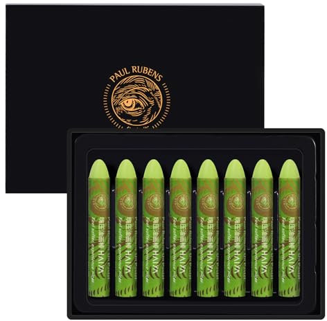 Paul Rubens Ölpastellkreiden, 8 Grüne Gelbe Helle Farben HaiYa Artist Soft Ölpastellkreiden Lebendig und Cremig, Kunstzubehör für Künstler, Anfänger, Studenten, Kunst Malen Zeichnen