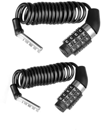 GYWHOOFT 2 Pezzi Blocca Casco Moto Antifurto 4 Cifre Portatile per Bicicletta MTB Monopattino Elettrico, Lucchetto 100cm Nero