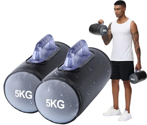 DEIRIS Aqua Trainingsgewicht hanteln 10 kg/Paar, Faltbare ＆ Verstellbare Hantel, Wasserhantel einstellbar, Tragbare Fitnessgeräte, Verstellbare Gewichte,für Krafttraining, Rumpftraining