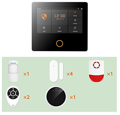 Système de sécurité Domestique, Kit d'alarme antivol Tuya Smart Home système de Protection de sécurité sans Fil 4.3 écran Tactile IPS intégré 10 Langues(Set-K 10Kit)