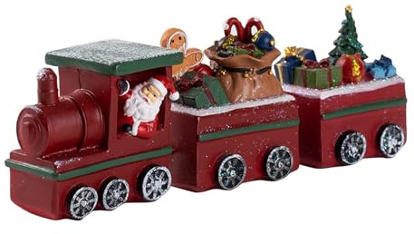 Figura de Papá Noel de resina ChrisTrain Arreglos de invierno con resaltado de invierno, exhibición de ventana, función de fiesta, escultura de tren de Navidad, regalo