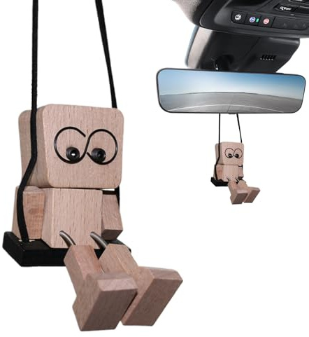 Colgante de espejo retrovisor para coche, figura oscilante con patas de madera para interior de vehículos, decoración de espejo retrovisor para coche, camión, SUV, monovolúmenes