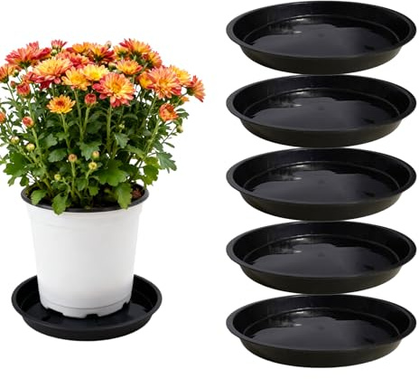 HAYGEM 5 stycken underlägg blomkruka, rund blomkruka, underlägg, planteringskrukor underkruka växter, återanvändbar uppsamlingsbricka för krukor inomhus och utomhus, växter, trädgårdar, balkonger