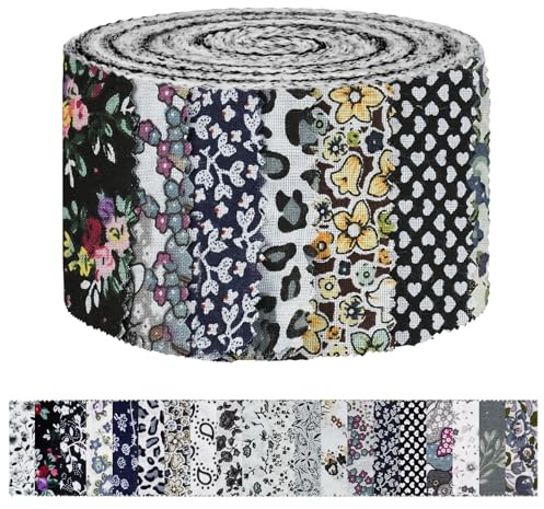 AOOSA Jelly-rulltyg, 40 stycken bomullstyg (6,5 x 112 cm), gelérullar för quiltning, förskurna tygremsor, bomullsquiltning, sömnad, gör-det-själv-hantverk, lapptäcke, hantverk