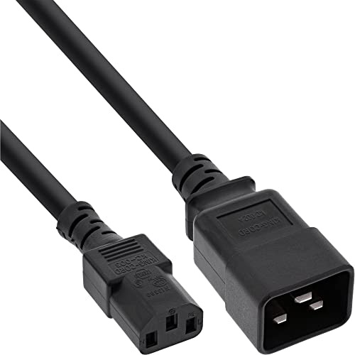 InLine nätadapterkabel, IEC-60320 C20 till C13, 3 x 1,5 mm², max 10 A, svart 2 m svart