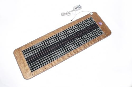 MediCrystal Far Infrared Flexible Mat - Large 71”L x 24”W - 429 Domed Stones - Natural Bian & Green Jade - Ceramic Tourmaline- FIR Heating 86°-158°F (30°-70°C)- for Back Comfort & Sleeping