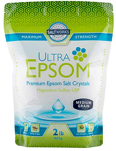 SaltWorks Ultra Epsom Premium Bath Salt, Medium Grain, 2 Pound Bag