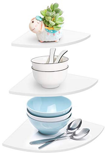 Eckregal (Set mit 3 Stück), Wandregal, schwimmend, Eckregal, verwendet im Badezimmer, Schlafzimmer, Wohnzimmer, Büro in der Küche