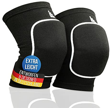 LAUTER SCHUTZ ® ULTRALIGHT Knieschoner - atmungsaktiv, dehnbar, weich - [Hallensport und outdoor] Mit Kniescheibenpolster für Handball, Volleyball, Mountainbiking & mehr.. (Schwarz, M)