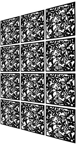 12 Paneles Separadores de Habitación para Colgar Divisor habitación Separador separación Espacios divisoria Pared en el Hogar, Hotel, Oficina, Bar, Decoración (Negro)