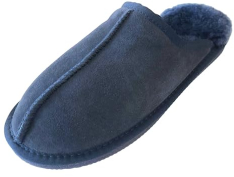 Arthur Cameron - Deluxe 'Michael' Men's Slippers Size 6-12 - Genuine Comfy Sheepskin Slippers with Lightweight, Non-slip TPR Hard Rubber Sole