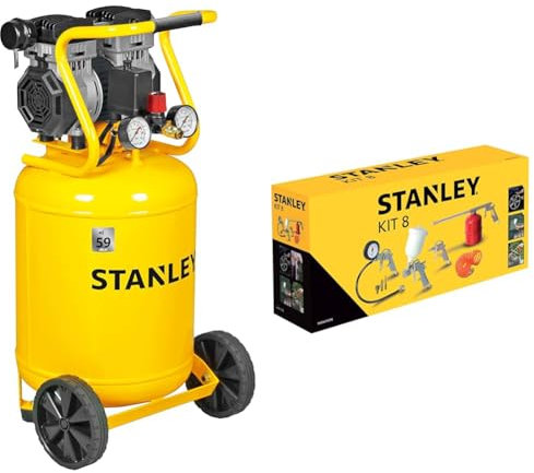 STANLEY - Compresseur Siltek vertical silencieux 1,3 HP & Accessoires pour compresseur d’air, 9045671STN