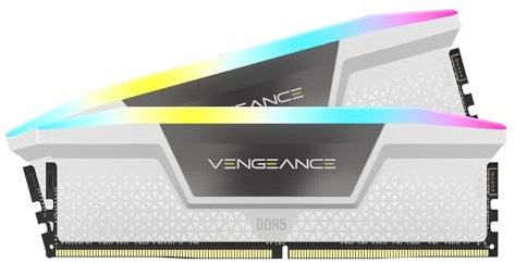 CORSAIR Vengeance RGB DDR5 RAM 32GB (2x16GB) 6000MHz CL30 Intel XMP iCUE Kompatibler Computerspeicher - Weiß (CMH32GX5M2B6000C30W)