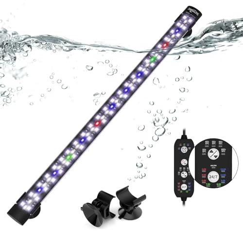 SEAOURA Submersible Aquarium Light for 20 to 35 Inch Fish Tank, 24/7 Cycle Fish Tank Light with Timer, Aquarium Plant Light with Full Spectrum+7 Single Colors, Auto On/Off, Adjustable Brightness