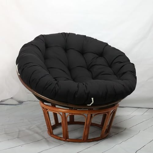 Hovoto Coussin de fauteuil papasan, coussin d'assise pour fauteuil suspendu, rond, confortable et doux, coussin d'assise pour fauteuil en osier, coussin de chaise de jardin, noir, 110 x 110 cm