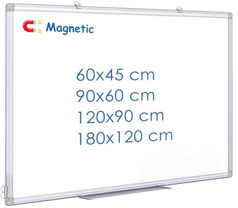 maxtek Magnettafel Whiteboard 60 x 45cm, Pinnwand Magnetisch mit Aluminiumrahmen, Trocken Abwischbar Magnetwand, Einfach zu Montieren und Leicht Aufhängen