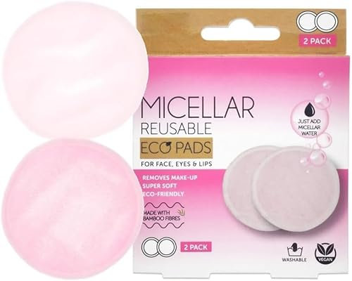 Reusable Makeup Remover Pads Facial Wash Eco Friendly Super Soft Make Up Removing Cleanser for Face Eyes and Lips Cleansing Washable Organic Natural Bamboo Fibre Wipes for All Skin Types (Pack of 2)