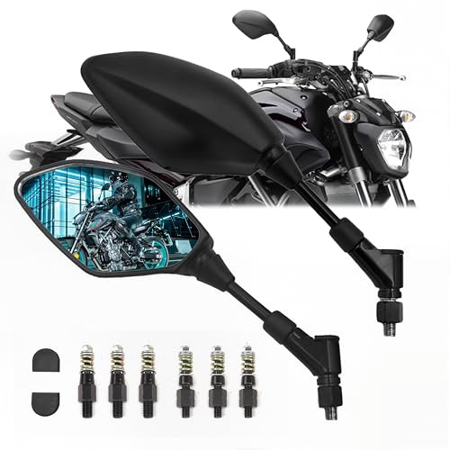 Rétroviseur moto universel approuvé E13 pivotant à 360° avec boulon M8&M10 Rétroviseur convexe pour moto, scooter MT01 MT03 MT07 MT09 Tracer FJ-09
