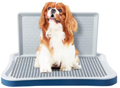 Bacinica de Entrenamiento para Perros, Soporte para Almohadillas con Columna de Pared, Portátil, Orinal de Entrenamiento con Malla para Mascotas Grandes, Pequeñas y Medianas