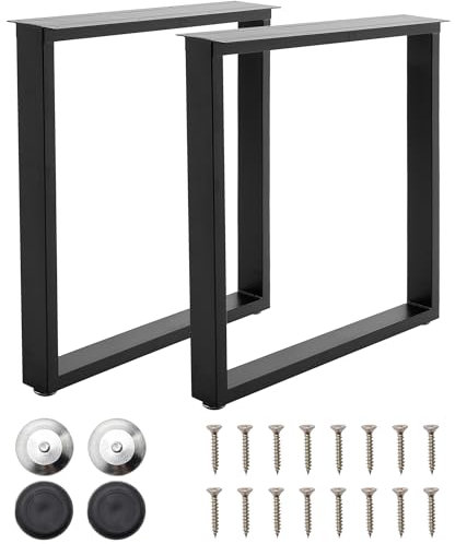 INMOZATA Tischbeine Metall Schwarz 2 Stück Tischgestell Tischkufen mit Verbreiterte Montageplatte für Esstisch Schreibtisch Stizbank 70 x 13 x 72cm, Rechteck