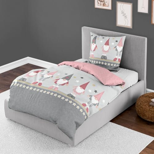 Bierbaum Bettwäsche 4104, Fein-Biber, Designed in Germany, rosa 60, 135x200 und 80x80 cm