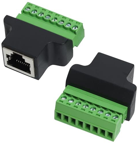 LEIBOCHAO 2 Stück RJ45 Buchse auf 8 Poliger Klemmenblock Adapter, RJ45 Buchse auf 8 Poliger Ethernet Anschluss, Schraube RJ45, RJ45 Stecker auf 8 Pins