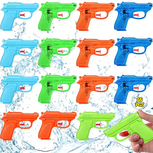 KDISHKRA Vattenpistol Set 16-pack – Mini Vattenpistoler för Barn, Små Färgglada Sprutpistoler för Sommar, Trädgård, Strand & Poolparty – Roliga Vattenlekar för Pojkar och Flickor
