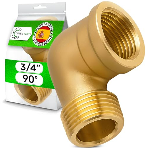 Latón Codo para tubo 3/4 90° para Racores Hidráulicos con Rosca Macho y Rosca Hembra - MADE IN SPAIN - Garantía de 5 Años - ONIX TECH