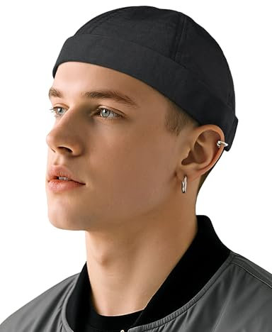 Becellen Docker Cap Herren, Sommer Cap Ohne Schirm Verstellbar Seemannsmütze Hafenmütze Beanie Docker Mütze Unisex Rolled Cuff Street Casual Hat