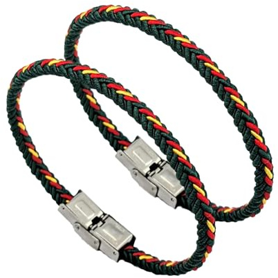 Hispania Colors Pack de dos pulseras con trenza de España (Verde)